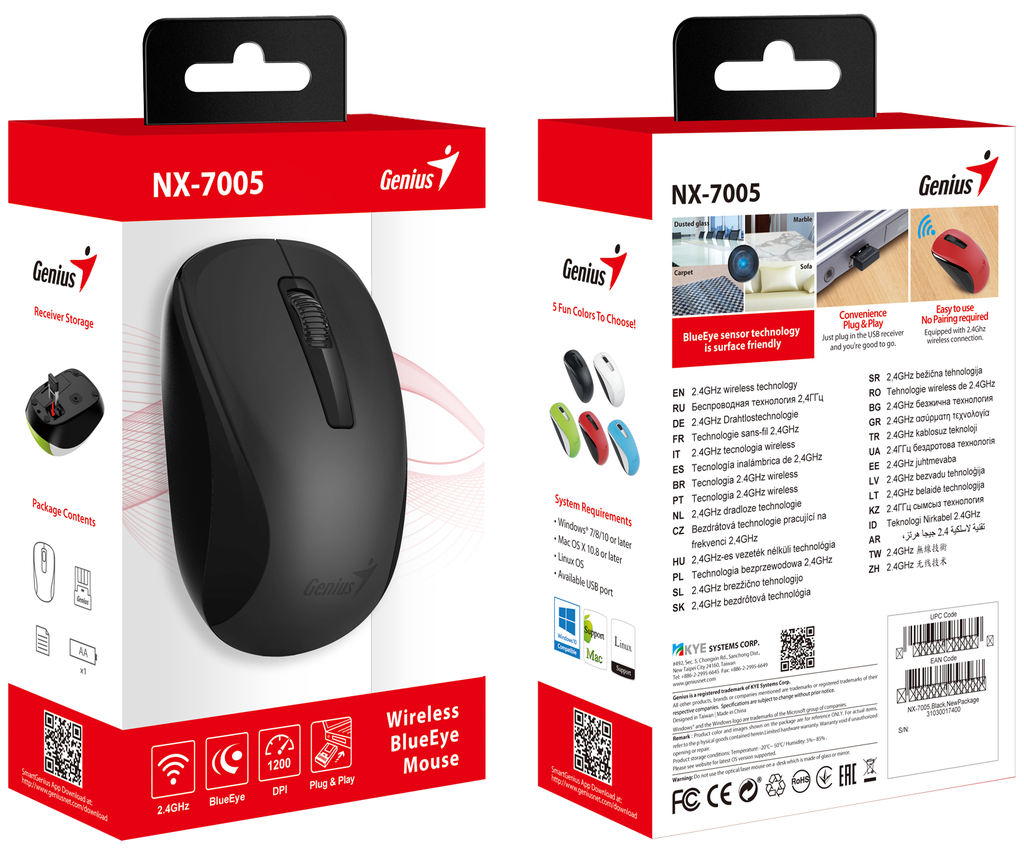 MOUSE GENIUS NX-7005 INALAMBRICO COLOR NEGRO