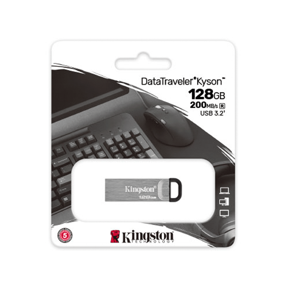 PENDRIVE 128GB KINGSTON, DATA TRAVELER KYSON, 200MB/S R, USB 3.2, DTKN