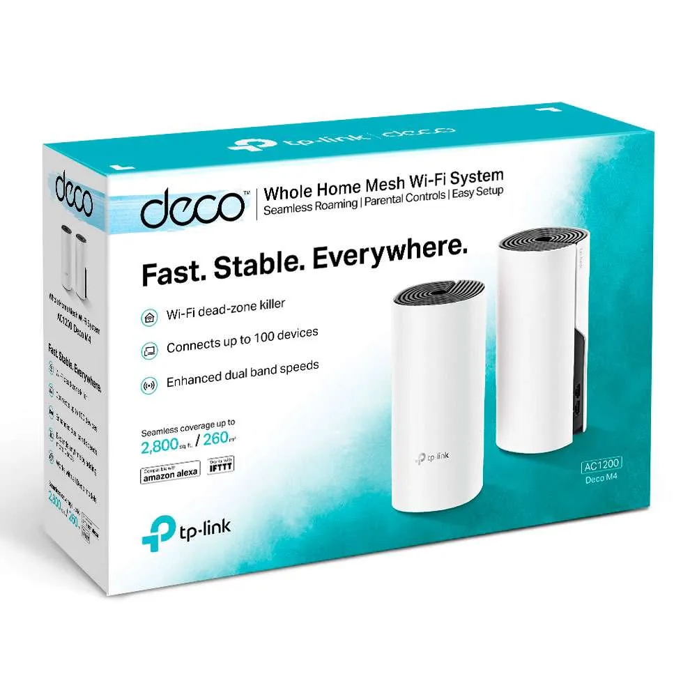 ROUTER TP-LINK DECO M4 (2-PACK) SISTEMA WIFI DE MALLA AC1200, QUALCOMM CPU, 867MBPS 5GHZ