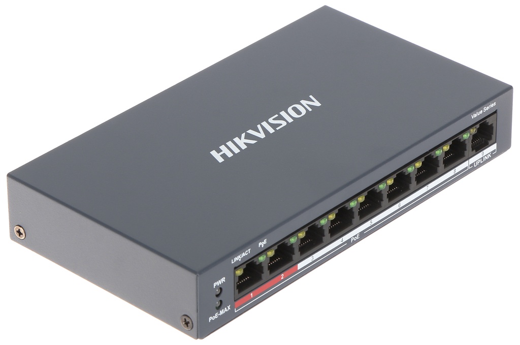 SWITCH HIKVISION DS-3E0109P-E/M POE 8 CH 10/100MB + 1 10/100MB 60W