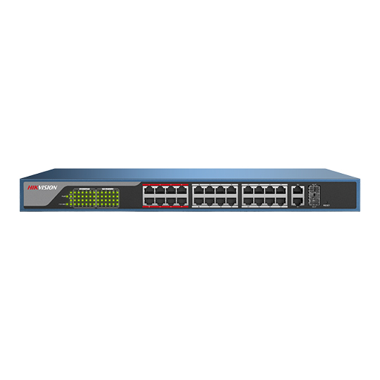 SWITCH HIKVISION DS-3E1326P-EI 24 PUERTOS POE 10/100Mb + 2 Puertos 10/100/1000Mb 370 Watts 