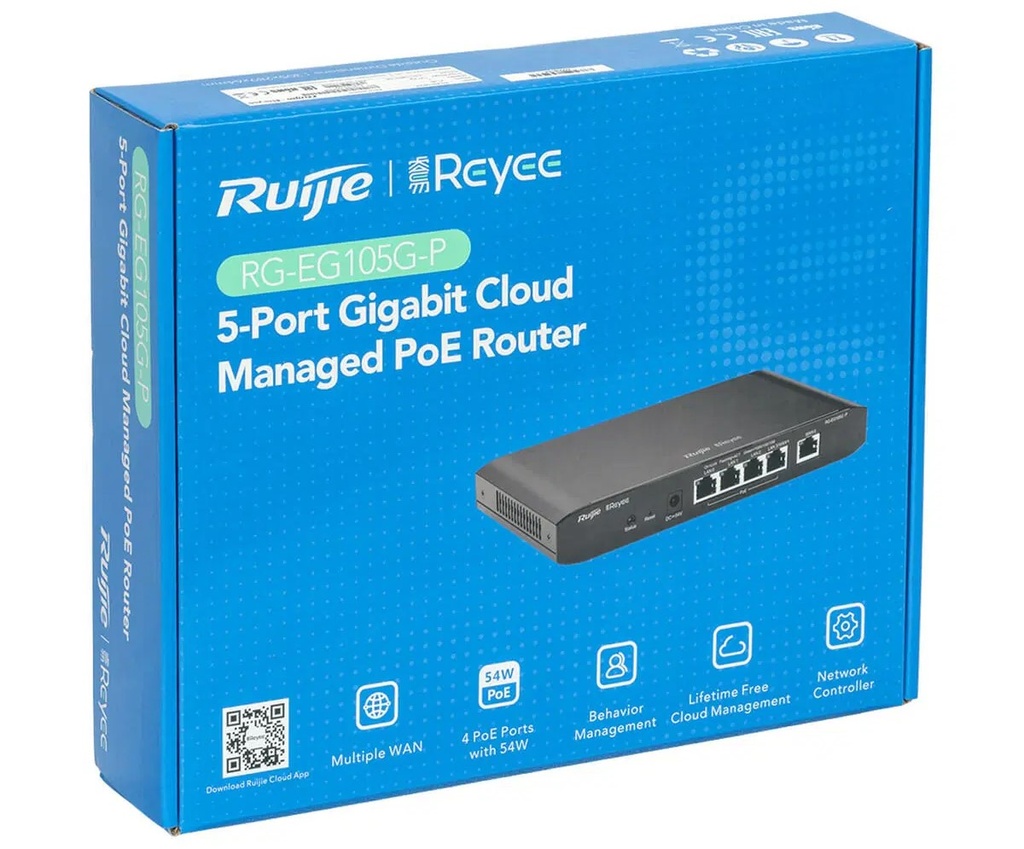 [RG-EG105G-P V2] ROUTER RUIJIE RG-EG105G-P V2 5 PORT GIGABIT CLOUD POE+ 54W ADMINISTRABLE