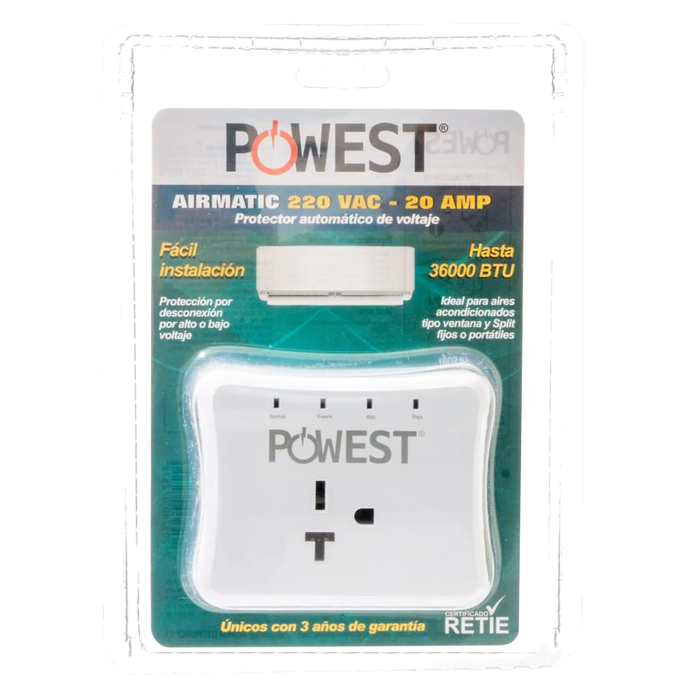 PROTECTOR DE VOLTAJE POWEST AIRMATIC 7252 220V/20A 4400W HASTA 36000BTU