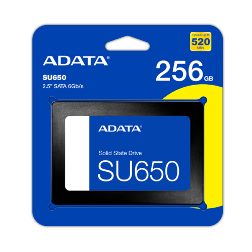 [256GBSU650] DISCO DE ESTADO SOLIDO ADATA 256GB SU650 2.5" SATA 6GB/S 3D NAND LECTURA 520MB/S ESCRITURA 450MB/S