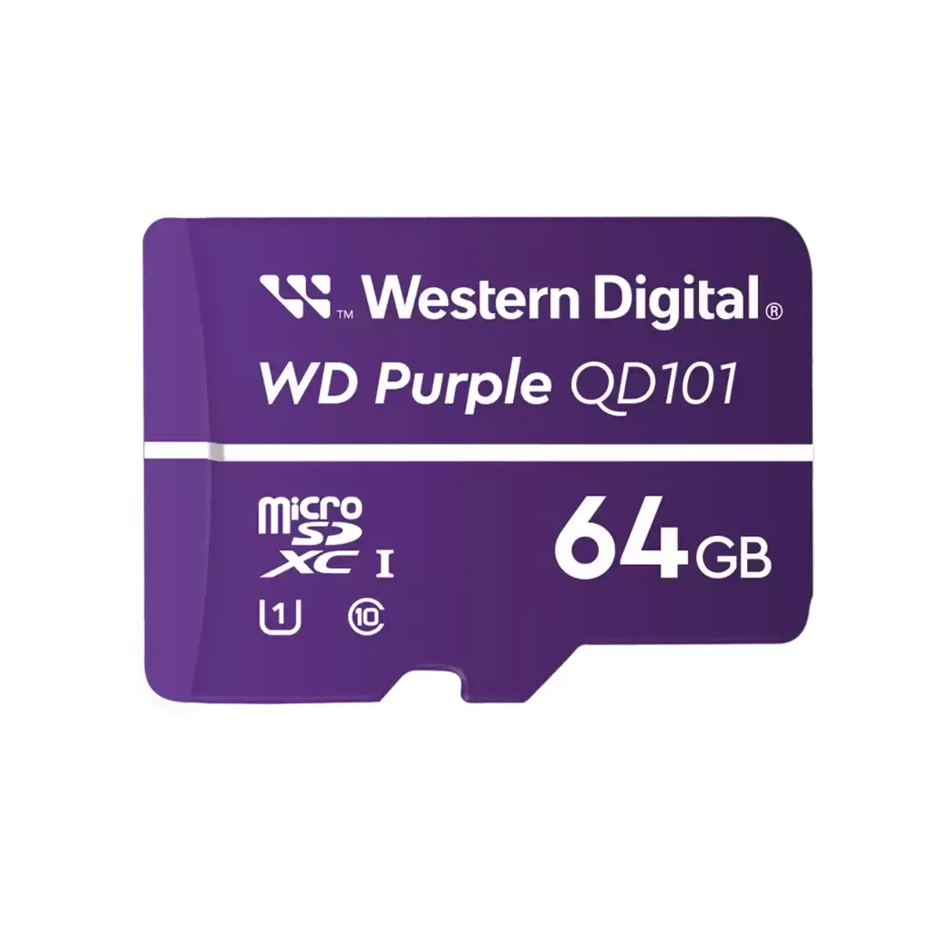 MICRO SDXC 64GB WESTERN DIGITAL PURPLE  UHS-I QD101 PARA CCTV WDD064G1P0C