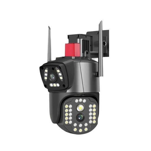 CAMARA DE SEGURIDAD IP V380 DOBLE LENTE / SIRENA / LUZ /SENSOR DE MOVIMIENTO