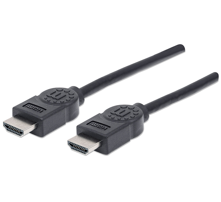 CABLE HDMI 1.8 M. MANHATTAN BLINDADO DOBLE 1080P/3D/4K30Hz/30AWG NEGRO SKU:306119