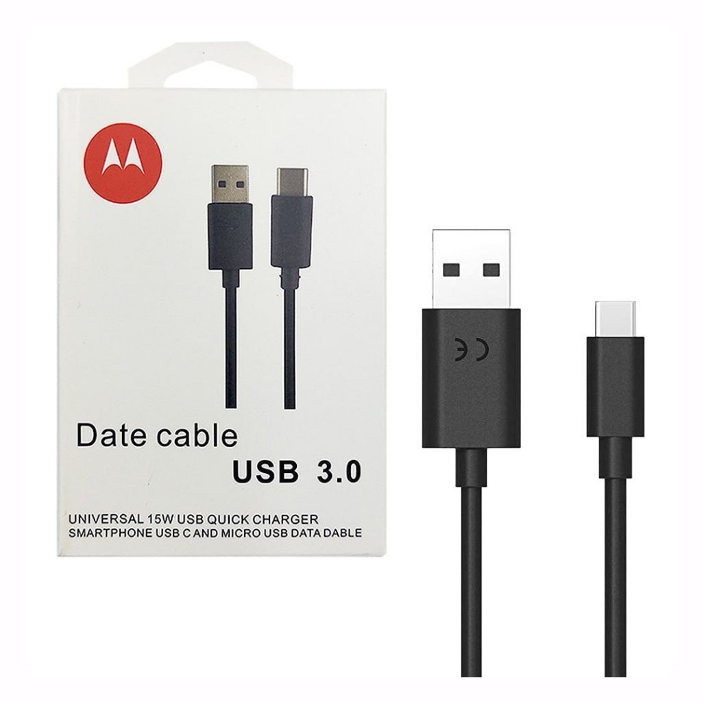 CABLE TIPO C A USB MOTOROLA TRIPLE A 1M NEGRO