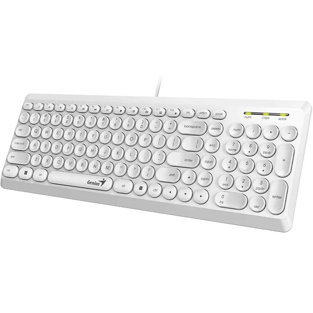 [Q200] TECLADO GENIUS SLIMSTAR Q200 USB BLANCO TECLAS REDONDAS/12 TECLAS MULTIMEDIA COMBINADAS 