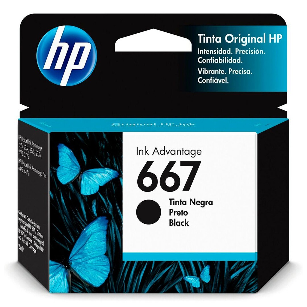 [3YM79AL] CARTUCHO HP 667 NEGRO PARA 1200-2300-2700-6400 SERIES