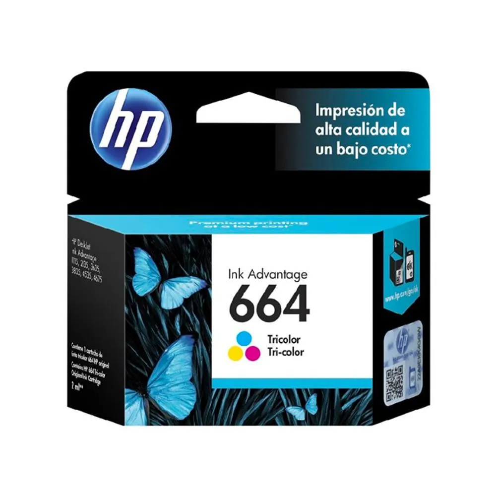 CARTUCHO HP 664 TRICOLOR PARA 1115-2134-2135-2675-3635-3775-3785-3787-3789-3835-4535-4675-5075-5275