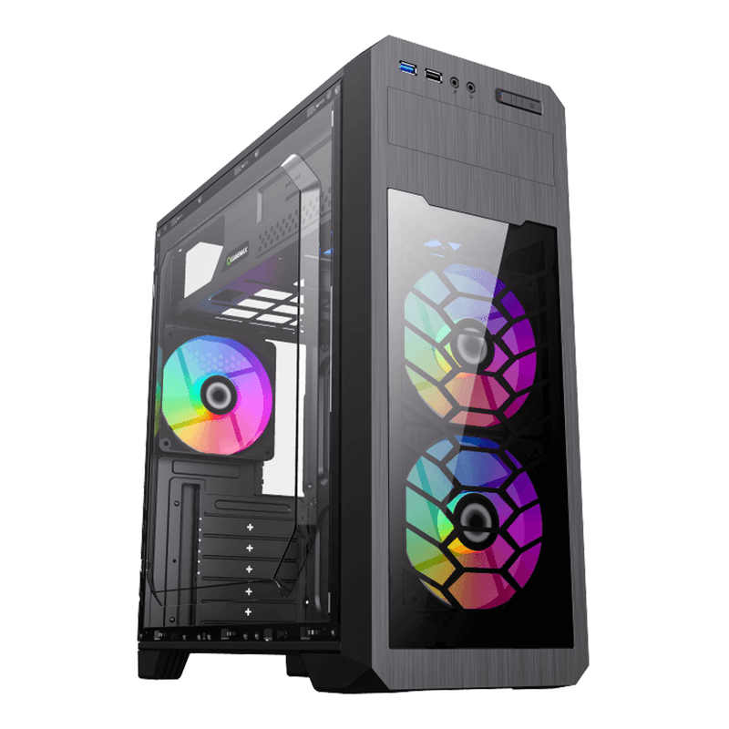 CASE GAMER GAMEMAX G563-FRGB ATX, M-ATX ITX TORRE MEDIA 3 VENTILADOR 2 DELANTERO Y 1 TRASERO