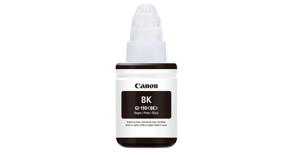 TINTA CANON GI190 NEGRO PARA G1100/1110/2100/2101/2110/2111/3100/3101/3102/3110/3111/4100/4101/4110/41111