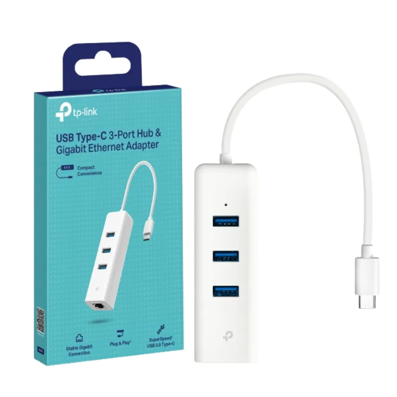 ADAPTADOR DE RED TP-LINK UE330C USB C RJ45 GIGABIT ETHERNET + 3 USB 3.0