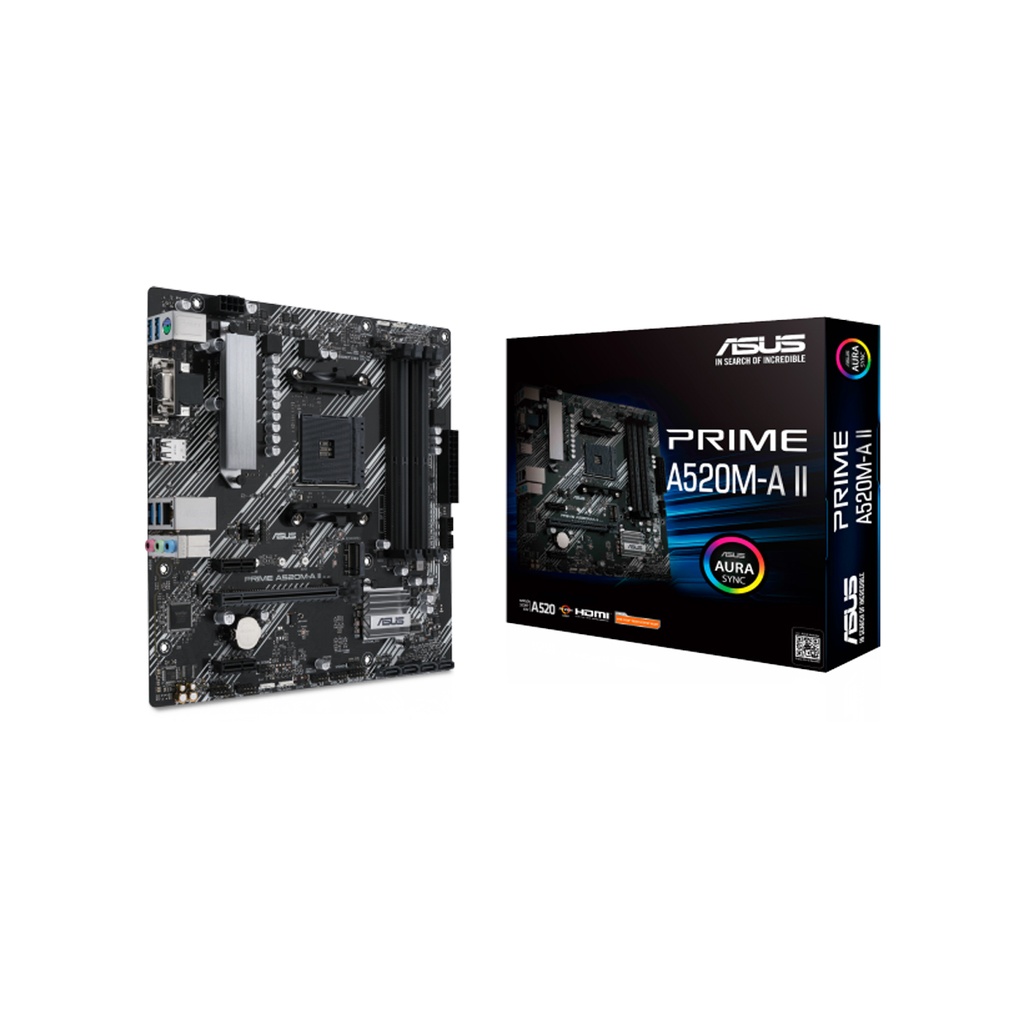 MAINBOARD ASUS A520M-A II CSM AM4 AURA SYNC M.2 HDMI 4 SLOTS
