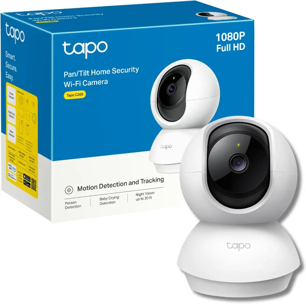 CAMARA DE SEGURIDAD TP-LINK TAPO C200 1080P WIFI/INTERIOR/ VISION NOCTURNA 30M/360° HORIZONTAL/AUDIO DOBLE VIA/ SOPORTA MICRO SD 512GB 
