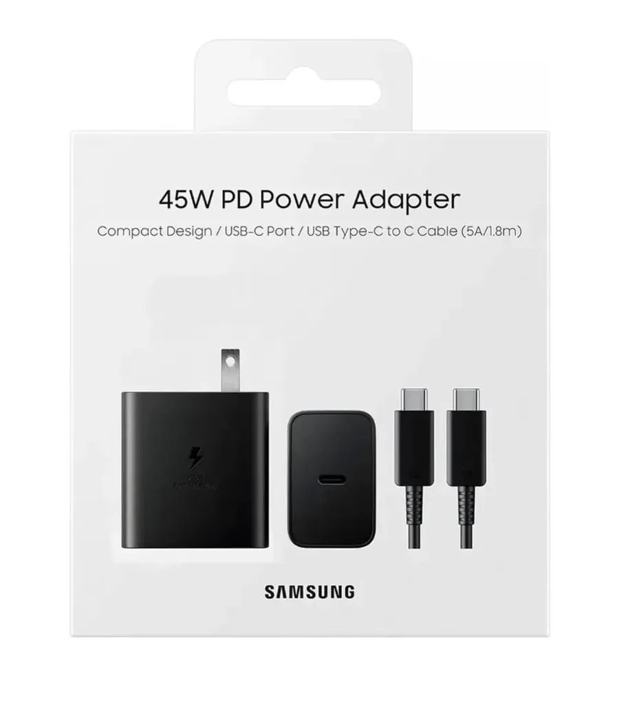 CARGADOR + CABLE SAMSUNG EP-T4511XBEGCA USB-C  A USB-C 45W ORIGINAL NEGRO