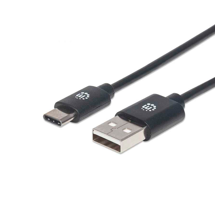 CABLE CARGADOR MANHATTAN USB-A 2.0 A USB-C 1 M./BLINDADO/NEGRO SKU: 353298
