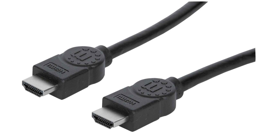 CABLE HDMI 2 M. MANHATTAN BLINDADO DOBLE 1080P/3D/4K30Hz/30AWG NEGRO SKU:323215