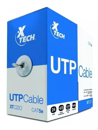 CABLE UTP XTECH CATEGORIA 5E GRIS SKU: XTC220  METRO