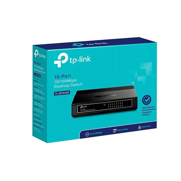 SWITCH TP-LINK TL-SF1016D 16 PUERTOS ETHERNET 10/100 MBPS /NO RACK/CASE PLASTICO