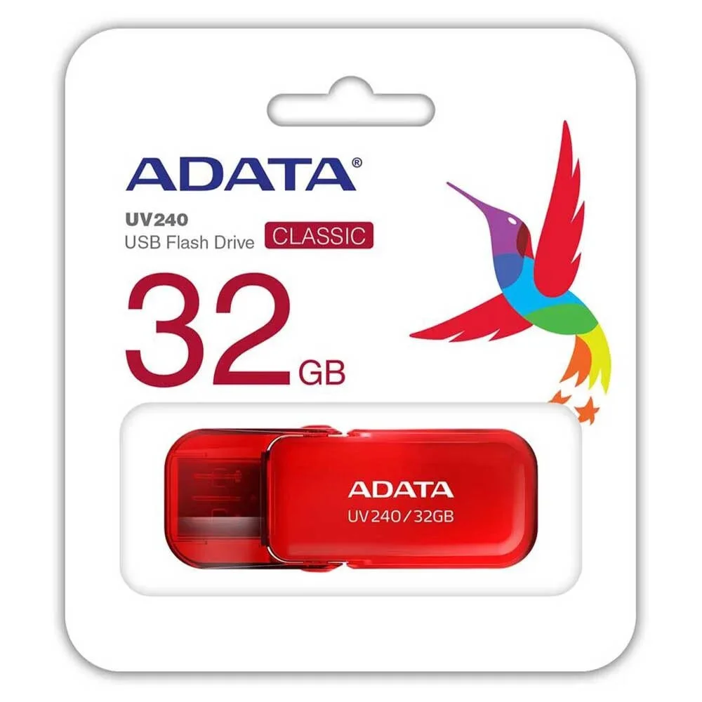 PENDRIVE ADATA UV240 32 GB ROJO SKU: AUV240-32G-RRD