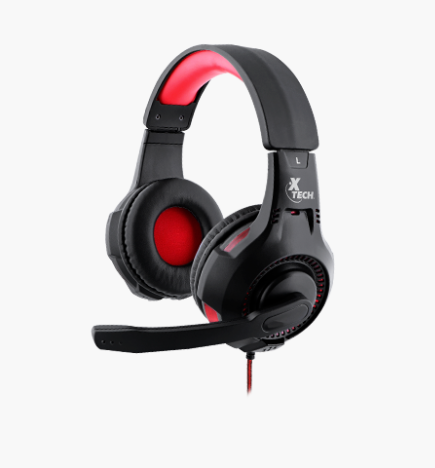 AUDIFONO + MICROFONO XTECH XTH-541 COLOR NEGRO CON ROJO 3.5 PLUG+USB