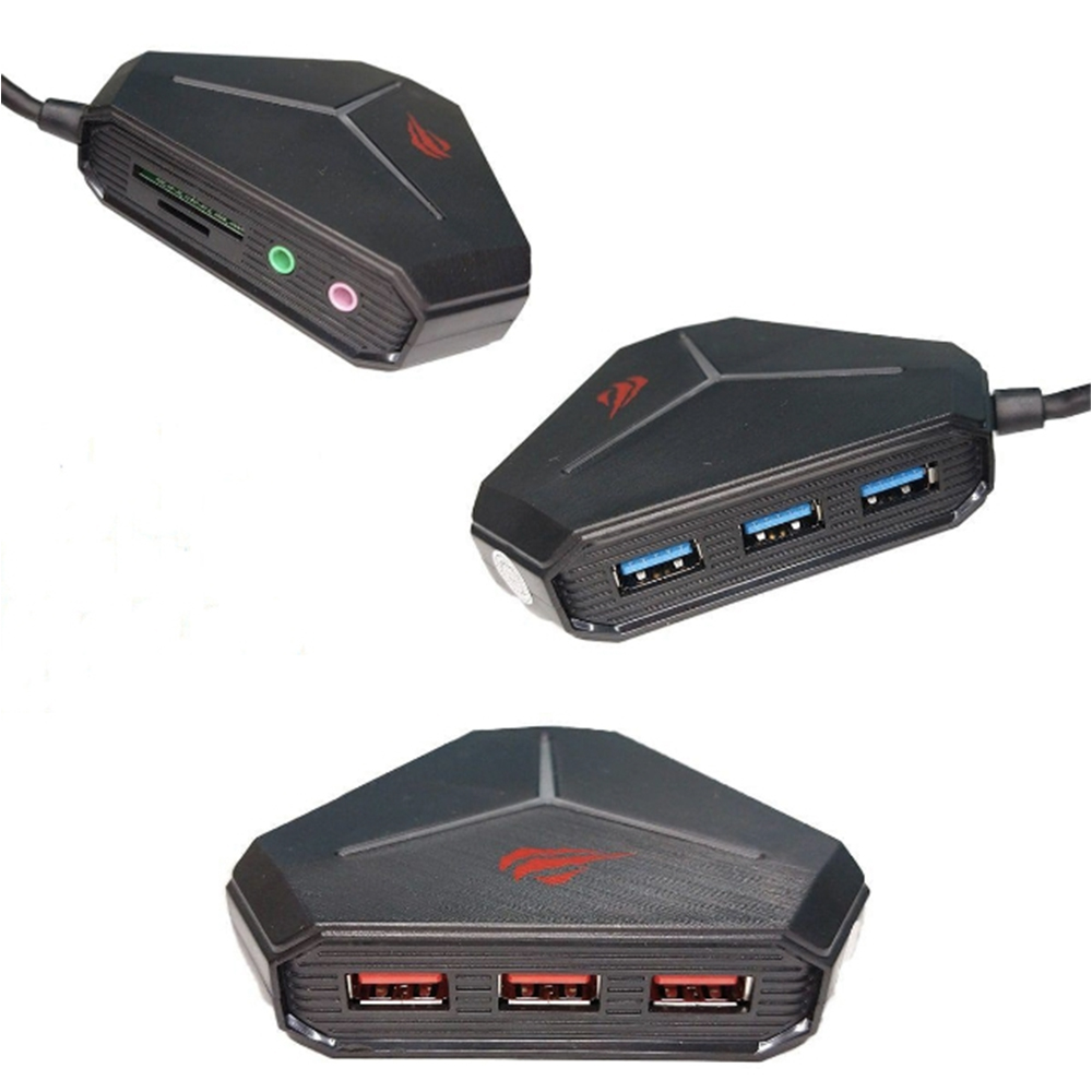 HUB HAVIT HV-H95-BK GAMENOTE MULTIPLE 3 USB 2.0 + 3 USB 3.0 + SD/TF + AUDIO 3.5