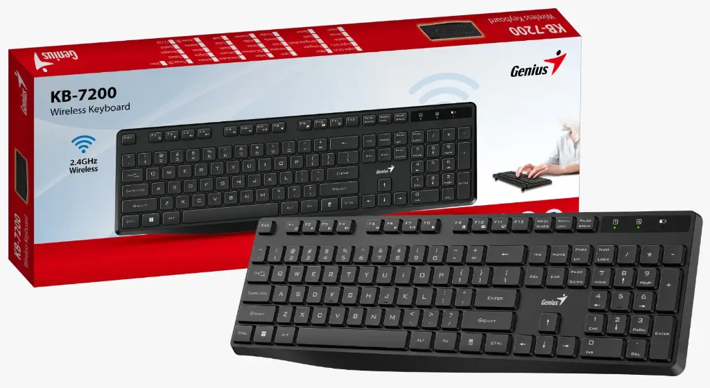 TECLADO GENIUS KB-7200 INALAMBRICO/MULTIMEDIA/INDICADOR BATERIA BAJA