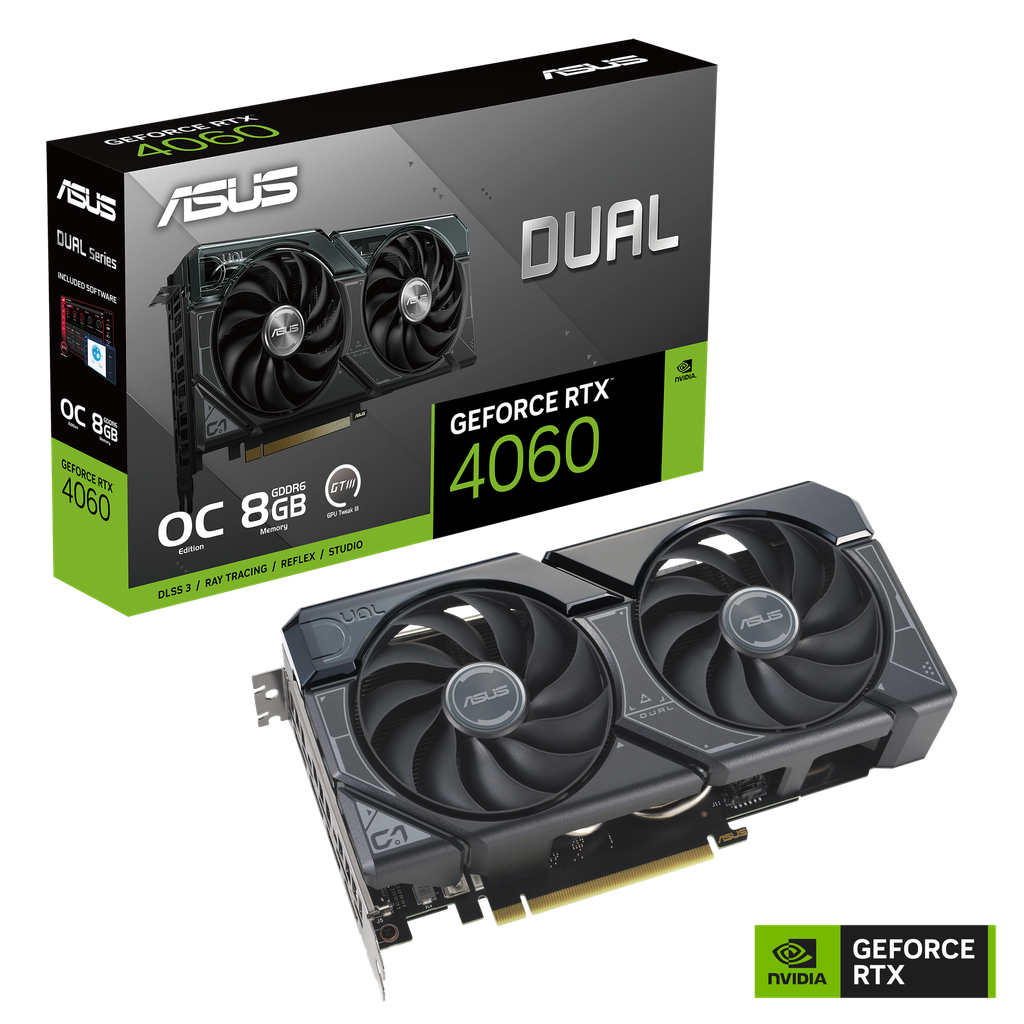 TARJETA DE VIDEO ASUS DUAL RTX-4060 EVO OC 8GB GDDR6 HDMI DP 90YV0JC7-M0AA00