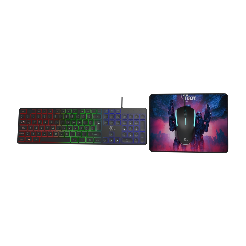 TECLADO +MOUSE +MOUSE PAD XTECH XTK-535S HASHA GAMER/MULTIMEDIA/ESPAÑOL