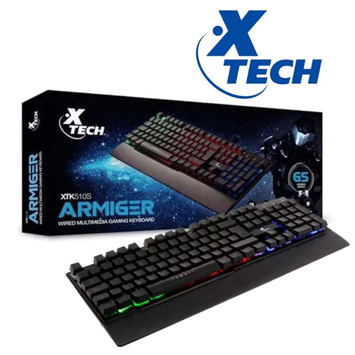 TECLADO XTECH XTK-510S ARMIGER GAMER ALAMBRICO ERGONOMICO 12 TECLAS MULTIMEDIA DE MEMBRANA 