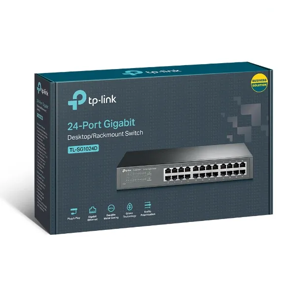 [TL-SG1024D] SWITCH TP-LINK TL-SG1024 24 PUERTOS GIGABIT 10/100/1000 PARA RACK NO ADMINISTRABLE