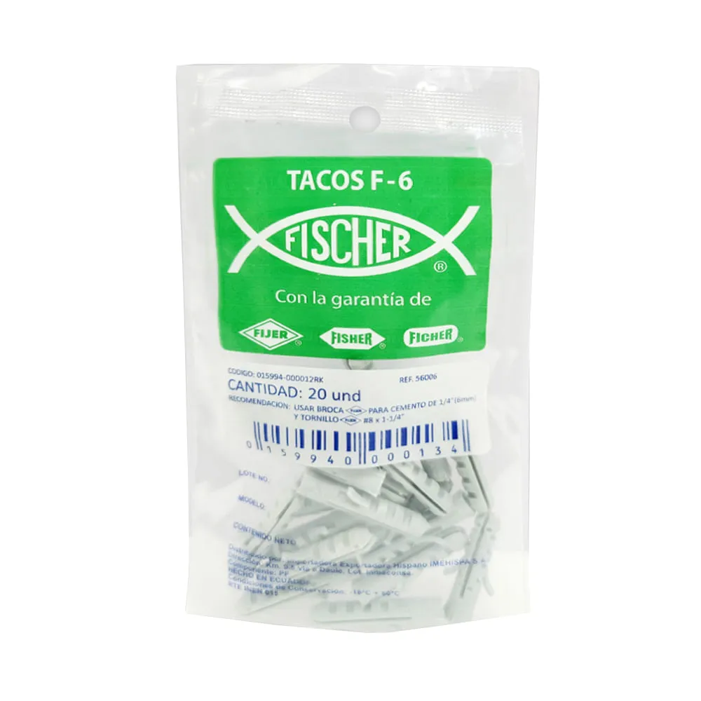 TACO FISCHER F6 RD-000052 CON BORDE FL 1/4" 6MM X20