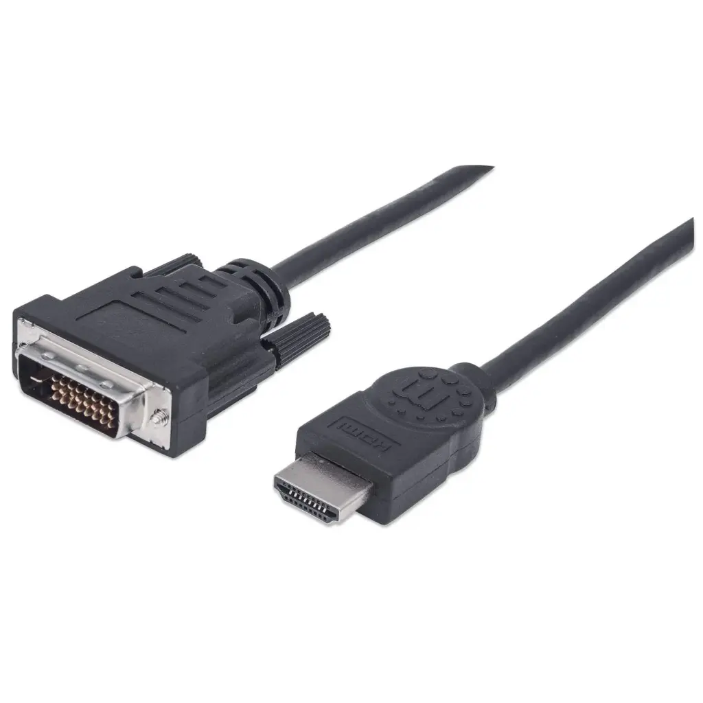 CABLE HDMI A DVI-D 24+1 MANHATTAN, BLINDADO, 1.8M, NEGRO SKU: 372503