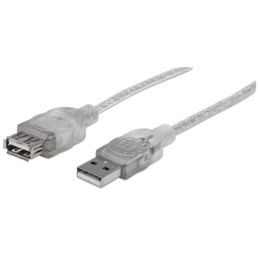 CABLE DE EXTENSION MANHATTAN USB 2.0 3M BLINDADO AM-AH TRANSLUCIDO 340496