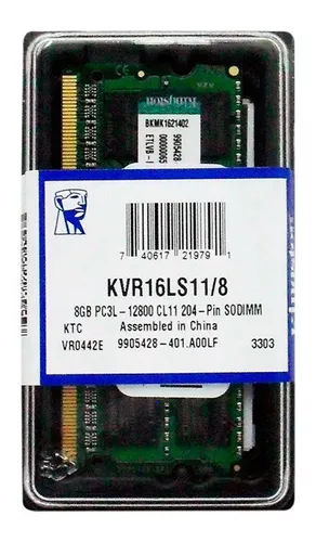 [KVR16S11/8] MEMORIA PARA LAPTOP KINSGTON 8GB DDR3 1600 PC3-12800 