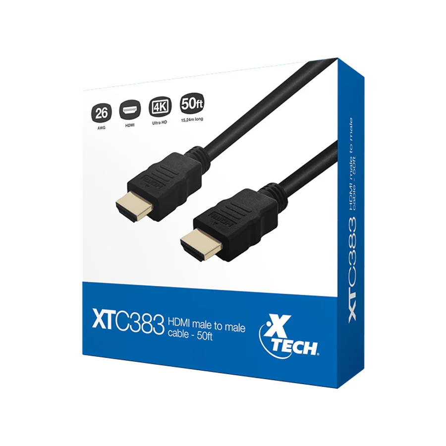 CABLE HDMI XTECH XTC-383 50 FT (15.24 M) MACHO A MACHO COLOR NEGRO