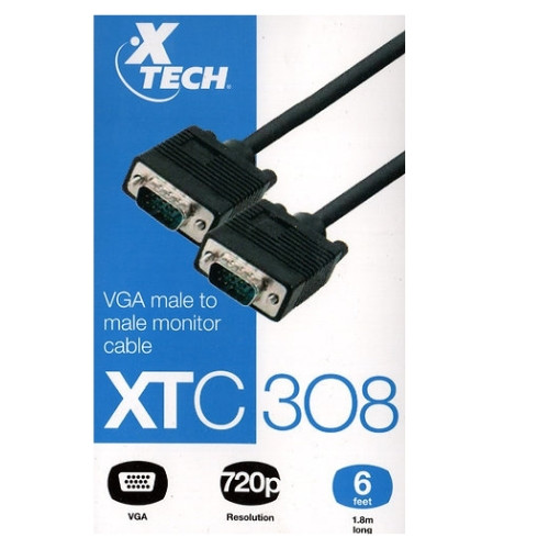 CABLE XTECH XTC-308 VGA A VGA 1.8 M COLOR NEGRO
