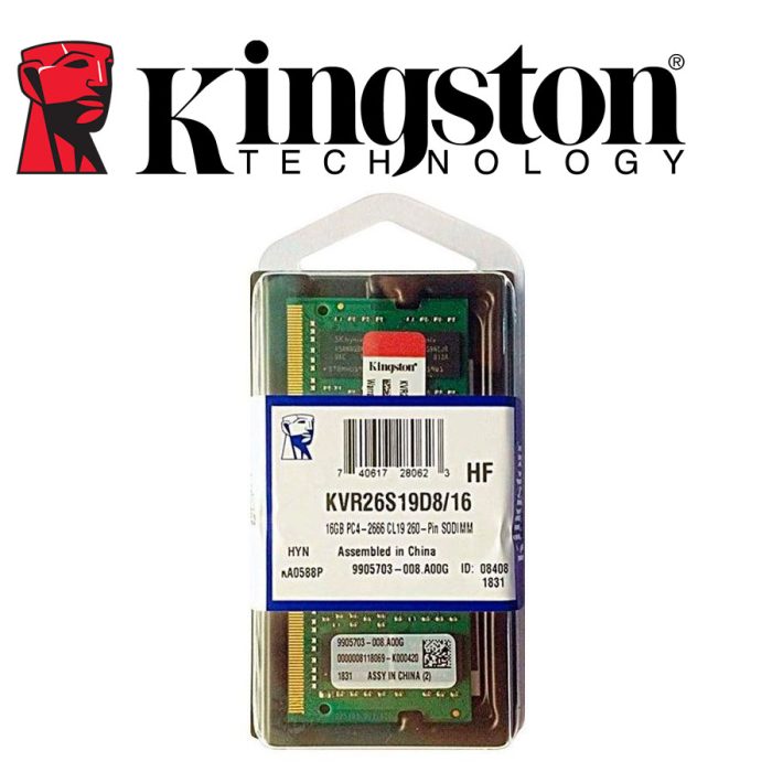 MEMORIA PARA LAPTOP KINGSTON 16GB DDR4 PC4 2666 KVR26S19S8/16
