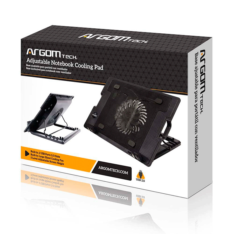 VENTILADOR PARA LAPTOP ARGOM ARG-CF-1594 5 NIVELES/2 USB / HASTA 17"