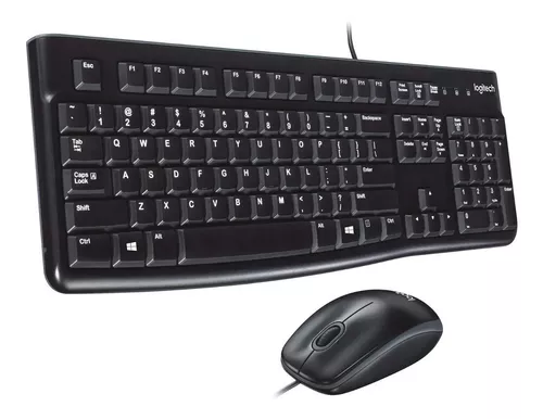 TECLADO + MOUSE LOGITECH MK120 ALAMBRICO RESISTENTE A LA SALPICADURAS NEGRO
