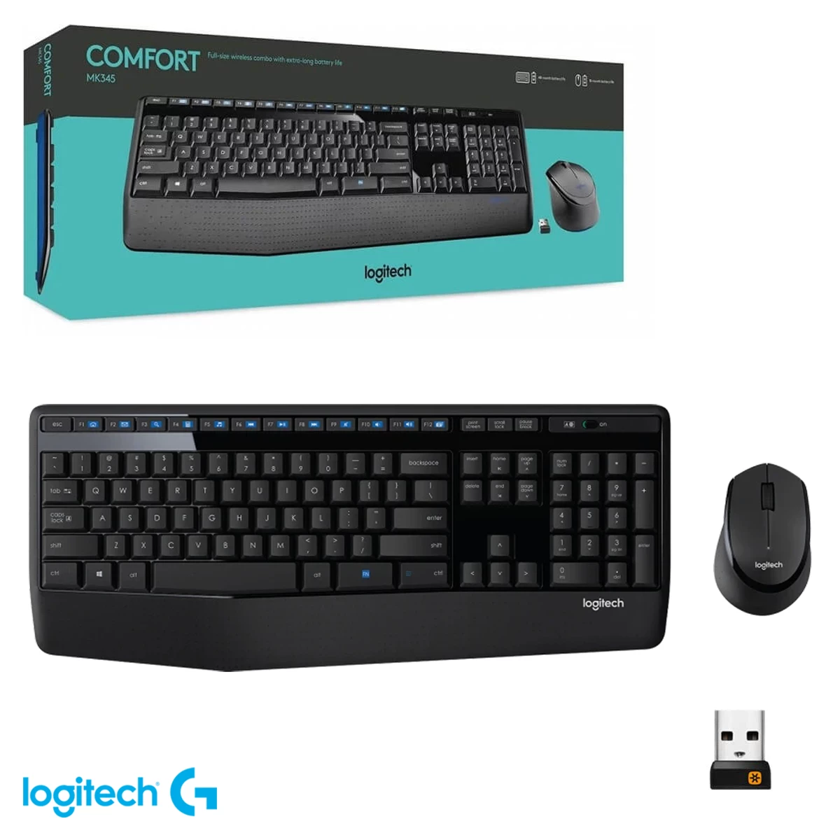 TECLADO + MOUSE LOGITECH MK345 CONFORT INALAMBRICO WIRELESS 