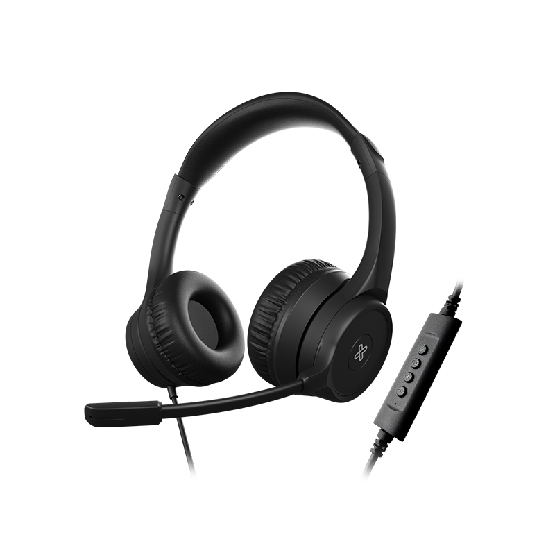 AUDIFONOS + MICROFONO KLIP XTREME KCH-510 KLEARCOM CON USB/CONTROLADOR NEGRO