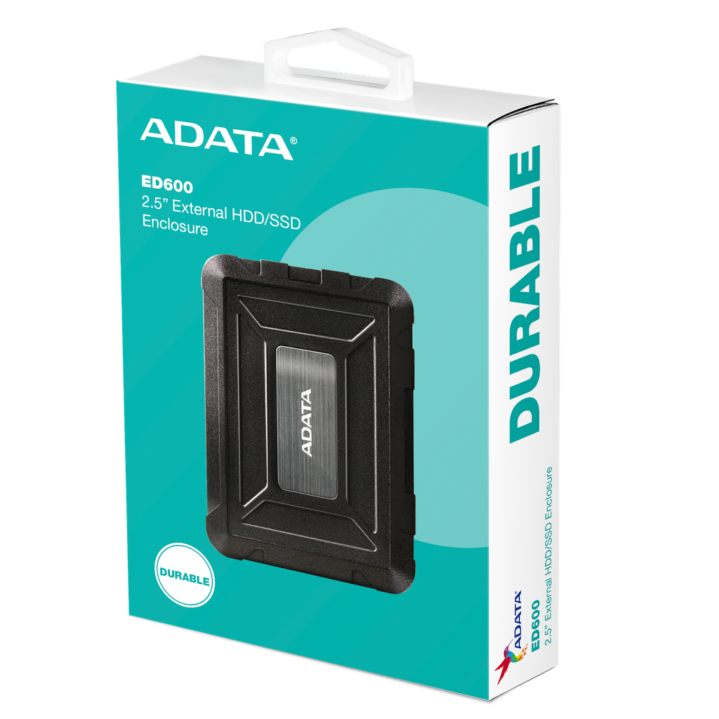 ENCLOSURE ADATA ED600 EXTERNO 2.5" RESISTENTE A CAIDAS / AGUA / POLVO / SATA 3.0 A USB 3.0 COLOR NEGRO