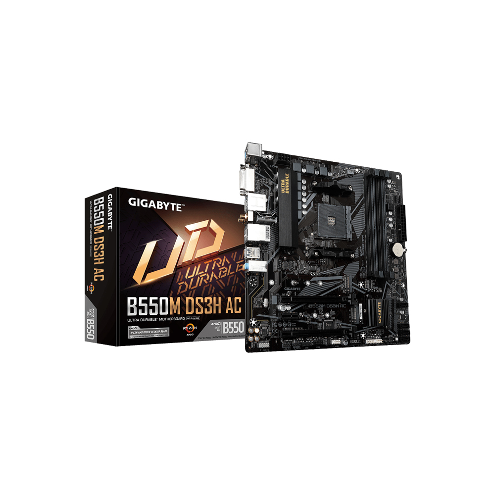 MAINBOARD GIGABYTE B550M DS3H AC AMD SOCKET AM4 5000/ 5000 G/ 4000 G/ 3000/ 3000 G-Series DDR4