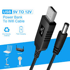 CABLE USB CONVERTIDOR DC 5V A DC 12V PARA ROUTER DE 1 Y 2 A 1M