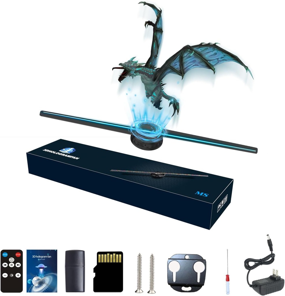 HOLOGRAMA 3D/ SEÑAL LED/ SOPORTE IMAGEN Y VIDEO/ 42 CM