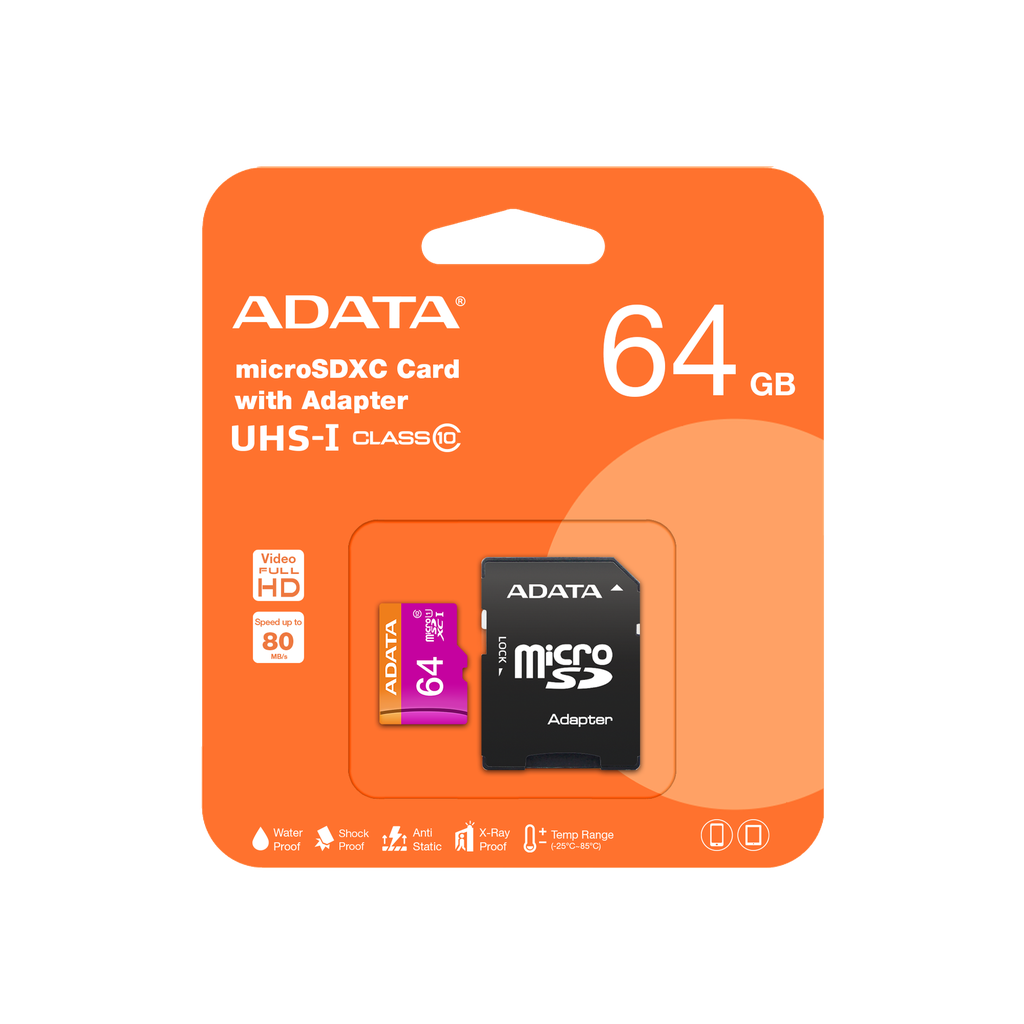 [AUSDX64GUICL10-RA1] MICRO SDXC 64GB ADATA AUSDX64GUICL10-RA1 UHS-I CLASE 10