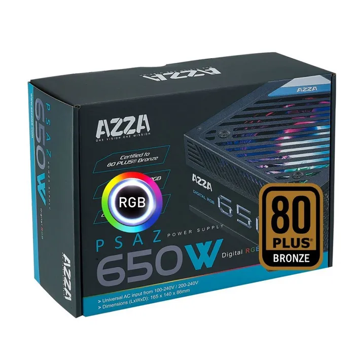 FUENTE PODER AZZA 650W 80+BRONZE ARGB NO MODULAR